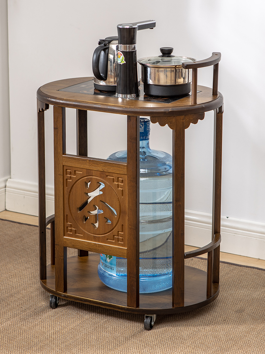 移动茶桌家用小茶台侧边柜茶车实木泡茶吧几烧水壶一体茶水架柜子