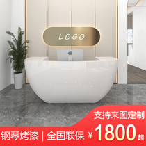 Front desk Curved paint reception desk image desk Xiuyu simple modern cashier bar counter Small counter Shaped front desk