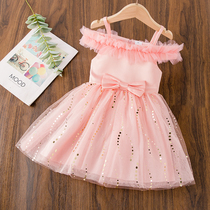  Girls Camisole skirt Summer childrens clothing pure cotton 6 puffy yarn little girl 5 Foreign princess dress 3 years old 4-8