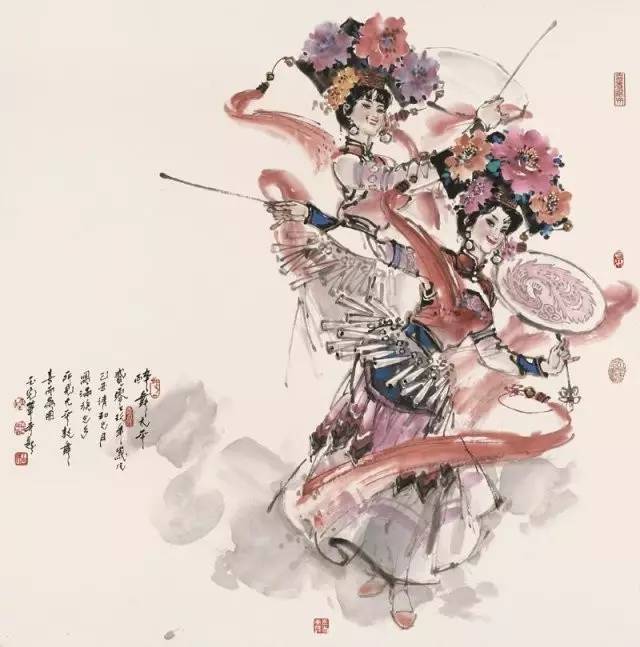 画家陈玉先笔下载歌载舞的五十六个民族舞蹈