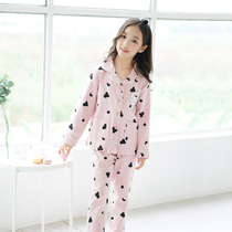 Childrens pajamas Mens and womens spring and autumn pure cotton girls autumn long-sleeved cotton Zhongda childrens clothing autumn and Winter home clothes