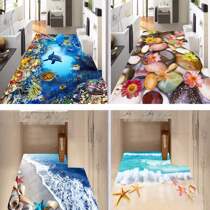 Pastoral country wind 3D three-dimensional roses sea ocean White Beach shark bedroom door living room floor mat carpet customization