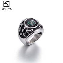 European and American creative stainless steel ring New titanium steel compass ring retro skull ring