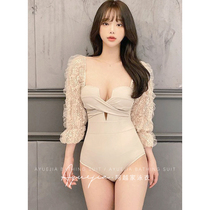 Swimsuit ladies Summer 2022 new exploits one-piece Long sleeves sunscreen Conservative Shade for Slim Fairy Fan Swimming
