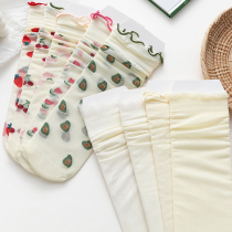 Fiberglass Crystal Socks Woman Midbarrel Socks Summer Thin ice stockings Transparent Lace Heaps Pile Socks Socks Summer Sandal Socks