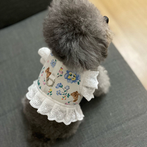 Dog cat traction rope vest type dog chain rope small dog cute teddy bear floral pet chest strap