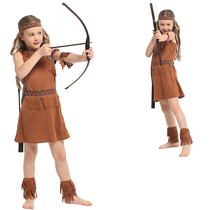 Halloween cosplay costume Childrens mask dance Indian princess dress costume cos children hunter costume