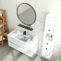 Nordic solid wood bathroom cabinet combination Modern simple hand washing washbasin bathroom toilet bathroom wall cabinet washbasin