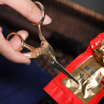 Xin floating Dragon tea ceremony accessories small scissors retro crane creative tea art stainless steel scissors crane shaped bird mouth tip scissors