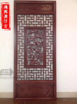 Dongyang wood carving antique doors and windows Chinese decoration ceiling Solid Wood Hollow flower grid TV background wall partition screen
