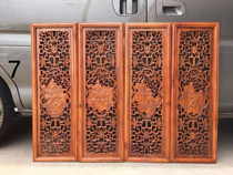 Dongyang wood carving long four screens hanging pieces Four Seasons flowers and birds hollow carving study Chinese decoration antique camphor wood