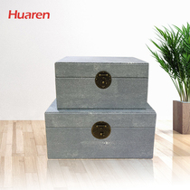 Leather finishing storage box trunk large storage box window props home model room cloakroom storage box