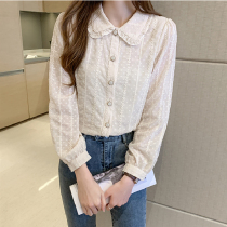 Doll Collar Shirt Woman Long Sleeve 2022 Spring Autumn New Retro Port Taste Foreign Air Snow Spinning Design Sensation