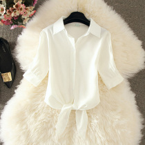 2021 summer new college style short sleeve shirt Womens shawl white shirt top sunscreen shirt design sense minority