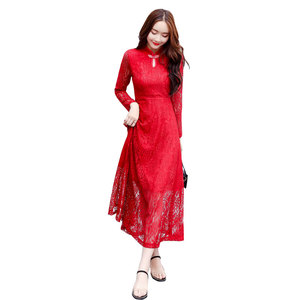 Autumn 2020 new Korean long Style Lace Dress