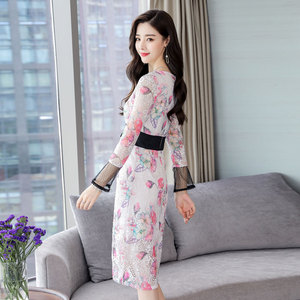 Fall 2020 new style waist slim lace dress