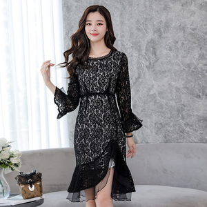 Autumn 2020 new Korean lace mid long style temperament bag hip fishtail skirt