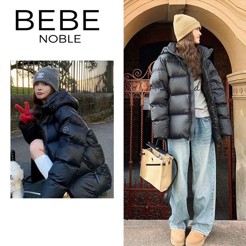 BEBE NOBLE BLACK SHORT DOWN Down Clothing Woman's winter 2023 New thickened Lianhood Goose Down Bread-Taobao