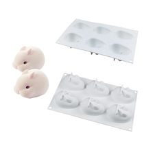 Net red high-end three-dimensional rabbit 6 consecutive white rabbit pudding jelly mousse cake dessert silicone mold 3d