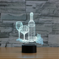 Seven Colour Wine Glasses 3d Small Night Light Three-dimensional Vision Home Bedroom Bedside Decorative Table Lamp Bar Tabletop Lamp Art Lamp