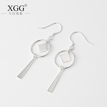 S925 sterling silver geometric trend Japanese and Korean earrings earrings student hypoallergenic long fashion all-match simple circle