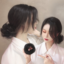 Wig female low ball head flower bracts full real hair Hairband fluffy natural hair bag back of the head of ancient costume style