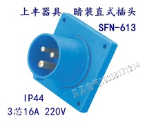 Shangfeng SFE new industrial aviation waterproof socket SFN-613 16A three-core appliance concealed straight plug