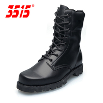 Mens leather boots Jihua 3515 original mid-barrel boots Spring summer autumn Martin boots real cowskin mens shoes