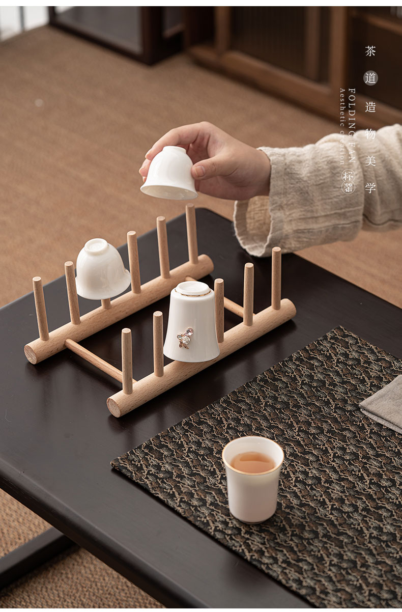 实木榉木普洱茶饼展示架茶支架茶叶收纳架多层竹托展示架茶道零配