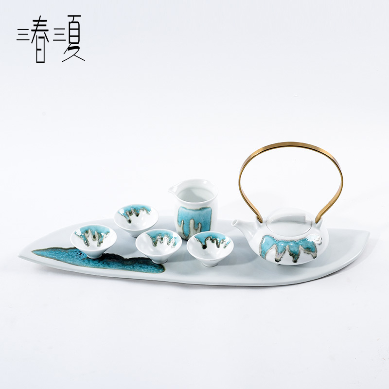 New Chinese style furnishing articles example room sitting room tea table teahouse tea ceramic tea set by hand soft ground decoration