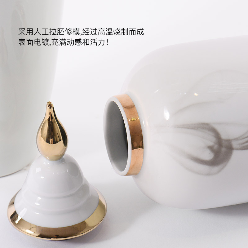 New Chinese style ink flower arranging general ceramic pot furnishing articles, the sitting room porch floor hotel modern key-2 luxury decoration