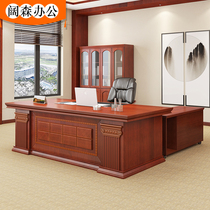 New Chinese solid wooden paint large band boss table manager of the Chief Finance Officer desk and chair bookcase combination