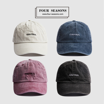 Japanese Harajuku soft top retro cap mens street trend brand hat washed and made old black baseball cap womens spring