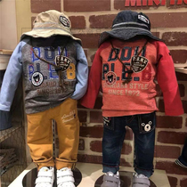 (Soft fabric * luxury badge) spot 2021 autumn Boys Girls cotton black bear long sleeve T-shirt