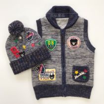 (Winter new sync * luxury badge series) boys and girls warm sweater vest hat