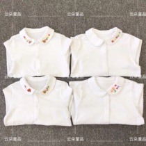 (Autumn cotton white small lapel long sleeve) 2021 autumn boys and girls white cotton shirt T-shirt