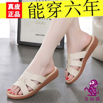 Red Green Sinuous Code Special Price Summer New Genuine Leather Slippers Women 100 Hitch Fashion Comfort Non-slip Casual Word Slippers