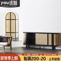 Nordic Chvine Dining Side Cabinet Brief Eu Retro Hollowed-out Locker Law Style Creative TV Cabinet Folk Rattan Chic Furniture