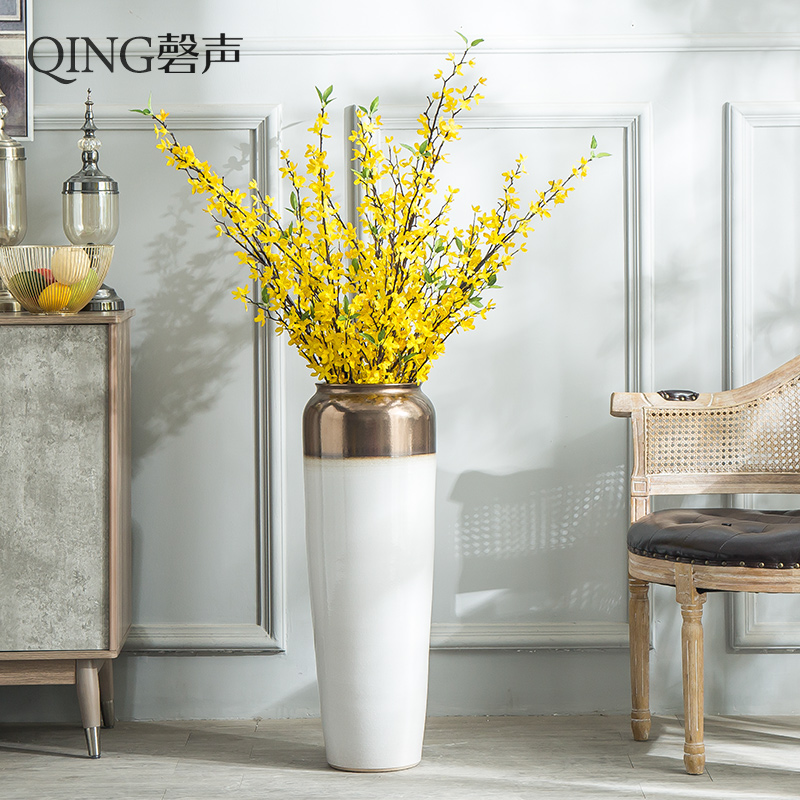 Jingdezhen ceramic vase big sitting room ground large I and contracted dry flower flower arranging hotel porch decorate furnishing articles