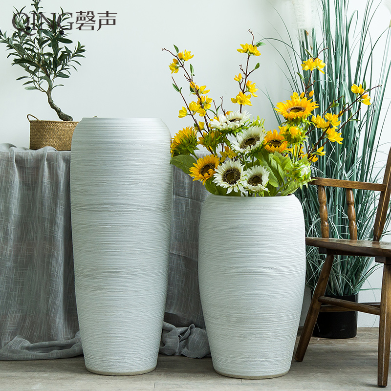 Jingdezhen ceramic vase of large sitting room dry flower arranging flowers furnishing articles contracted and I white clay flowerpots by hand