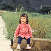 March-5 years old small grapefruit autumn girl stretch corduroy long sleeve dress children pink cute princess dress