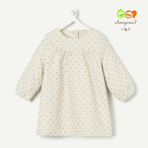 Foreign trade childrens clothing baby 0-2 4 months pure cotton dot long sleeve dress female baby spring double princess skirt