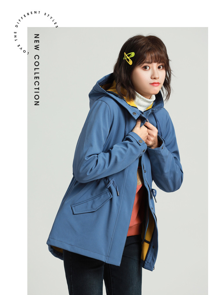 真维斯女装秋装时尚撞色防风贴合连帽外套