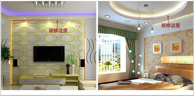 家用led灯带超亮白色黄光白光暗槽220v户外吊顶2835双排暖光客厅_不40平方客厅防水效果图图片