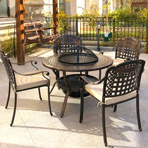 Outdoor table and chair barbecue and leisure combination courtyard iron terrace garden European-style furniture outdoor cast aluminum kit