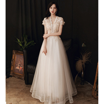 2021 new autumn evening dress female banquet temperament dress light luxury niche high end wedding engagement dinner annual meeting