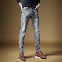 Jay Leno autumn jeans mens straight trendy brand retro mens wear old color mens slim casual long pants men