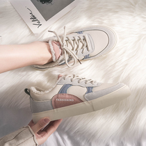 Shoes autumn Winter women 2021 new gush small white shoes Han version board shoes 100 lap 2 cotton shoes students original female shoes