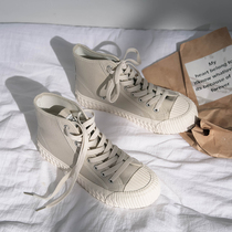 Net Red Autumn Shoes Women 2021 Tide Shoes New High Help Canvas Board Shoes Ultra Fire Korean Version Casual Students 100 Hitch Cookie Shoes