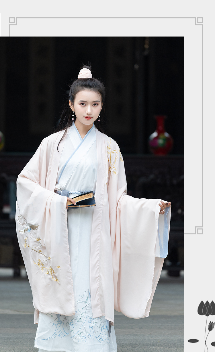 春装新款直裾书生汉服女学生毕业舞蹈表演大氅外套中国风成人礼服